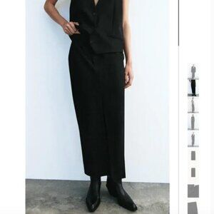 NWT ZARA MIDI SKIRT WITH SLIT BLACK